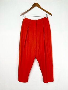 No. 6 Store Sorrento Trouser Cherry Crinkle Pleated High Waisted Size 1 Red